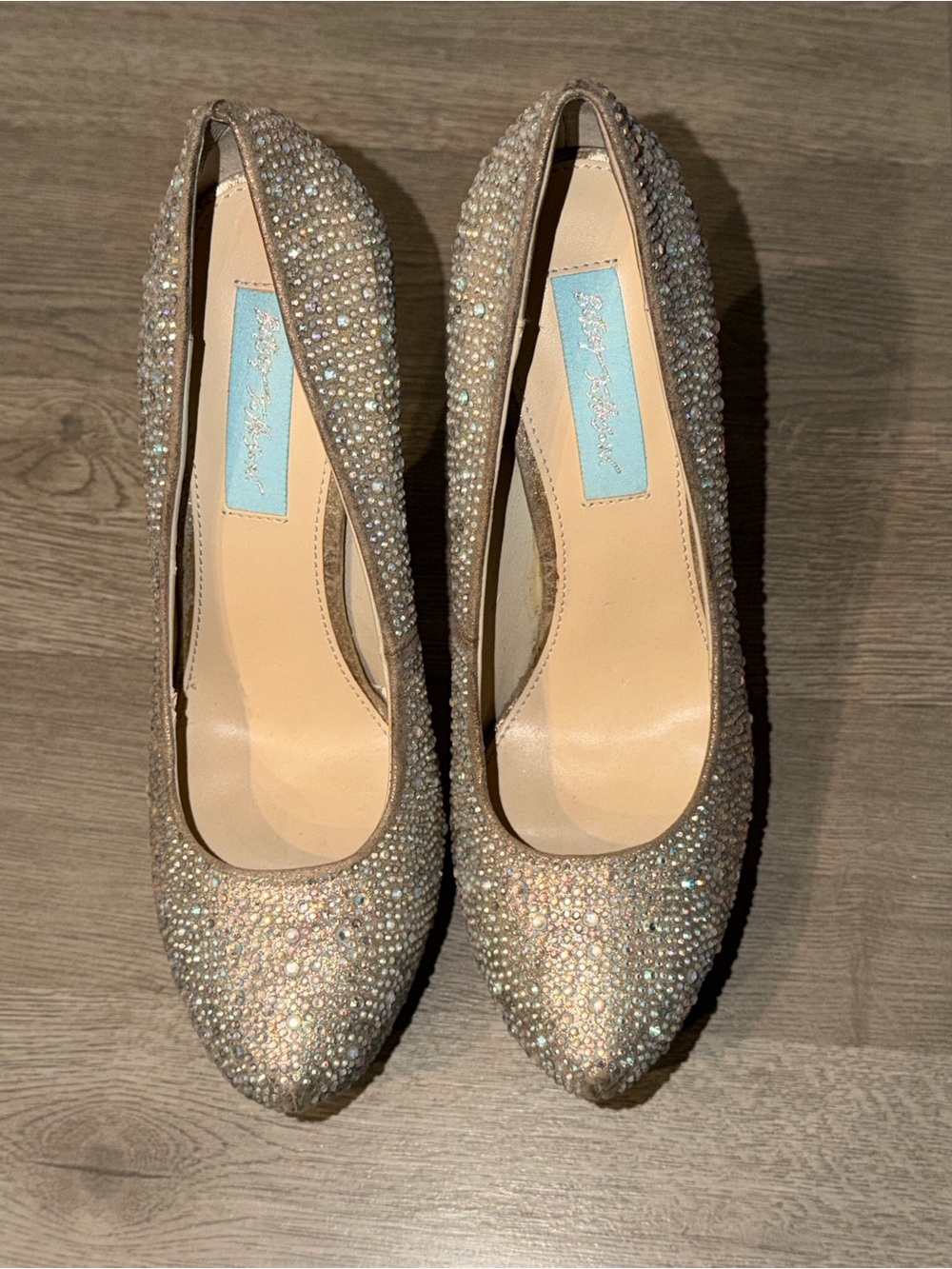 Betsey Johnson Nude/Champagne Crystal Pointed-Toe Pumps